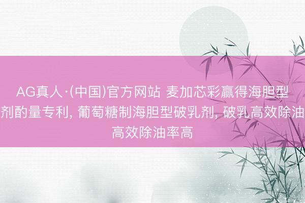 AG真人·(中国)官方网站 麦加芯彩赢得海胆型破乳剂酌量专利， 葡萄糖制海胆型破乳剂， 破乳高效除油率高