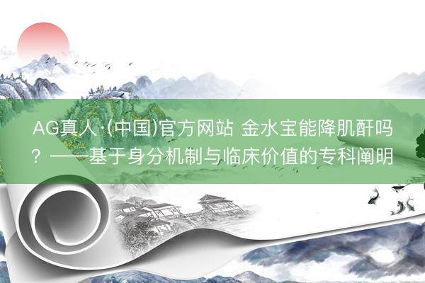 AG真人·(中国)官方网站 金水宝能降肌酐吗?——基于身分机制与临床价值的专科阐明