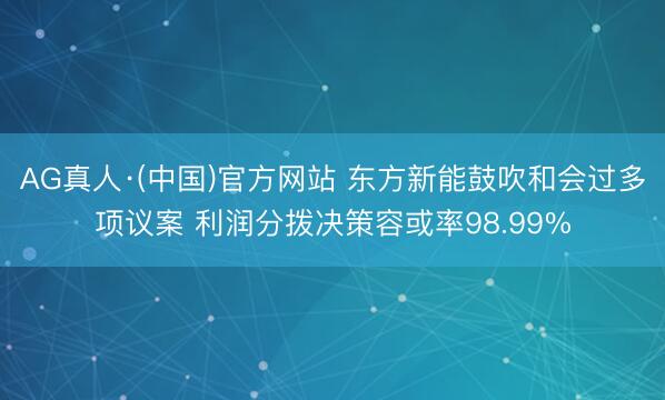 AG真人·(中国)官方网站 东方新能鼓吹和会过多项议案 利润分拨决策容或率98.99%